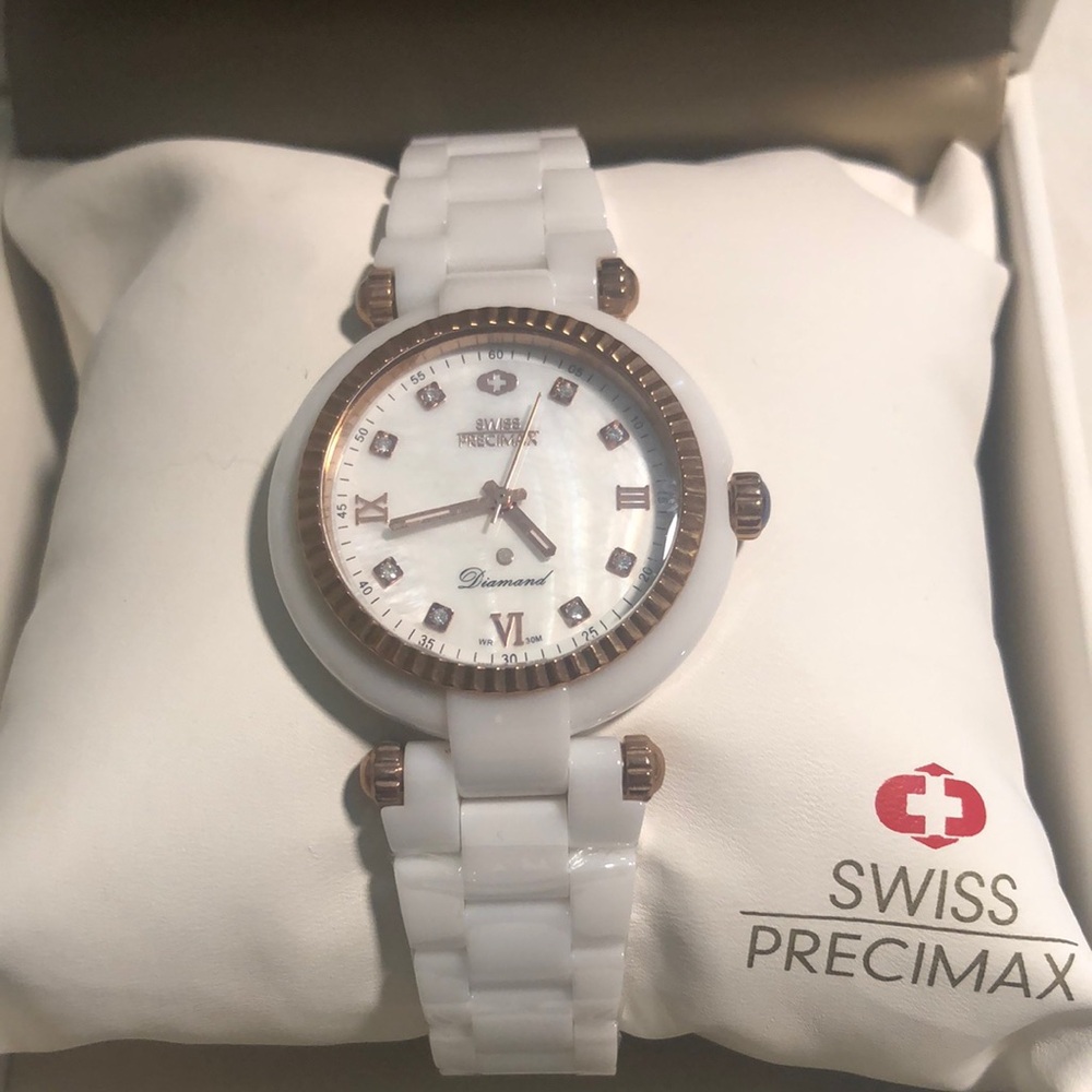 White and Gold trim Watch with Ceramic Band